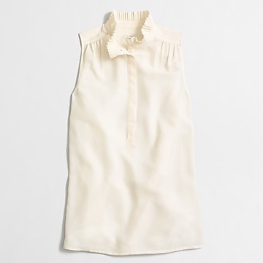 J Crew Cream Ruffle Cami Sz 8